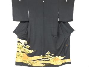 リサイクル　作家物　金彩霞に松模様刺繍留袖(比翼付き)